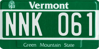 VT license plate NNK061