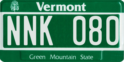 VT license plate NNK080