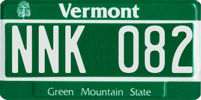 VT license plate NNK082