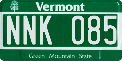VT license plate NNK085