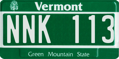 VT license plate NNK113