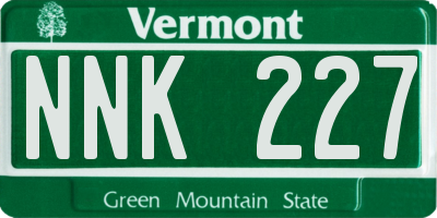 VT license plate NNK227