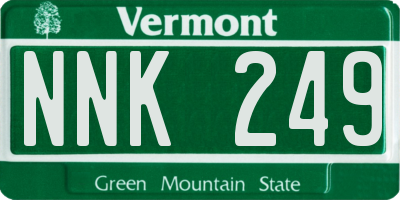 VT license plate NNK249