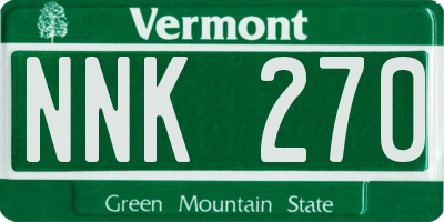 VT license plate NNK270