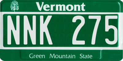 VT license plate NNK275