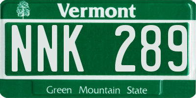 VT license plate NNK289