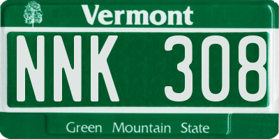 VT license plate NNK308