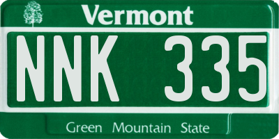 VT license plate NNK335