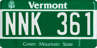 VT license plate NNK361