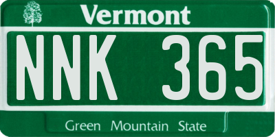 VT license plate NNK365