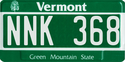 VT license plate NNK368