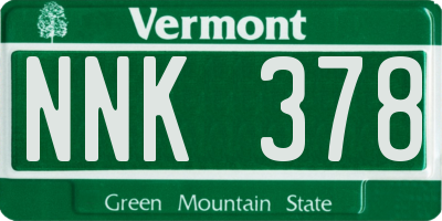 VT license plate NNK378