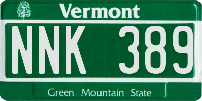 VT license plate NNK389