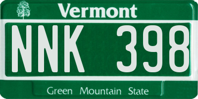 VT license plate NNK398
