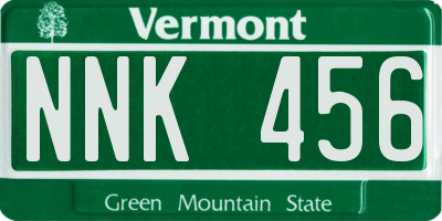 VT license plate NNK456