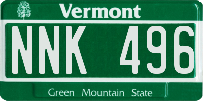 VT license plate NNK496