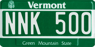 VT license plate NNK500