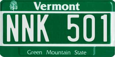 VT license plate NNK501