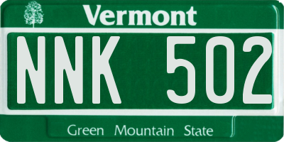 VT license plate NNK502