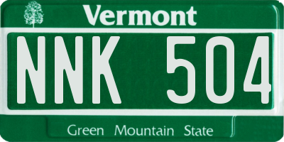 VT license plate NNK504
