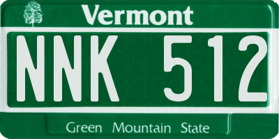 VT license plate NNK512
