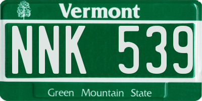 VT license plate NNK539