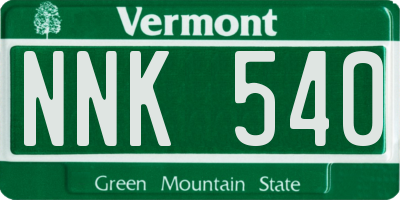 VT license plate NNK540