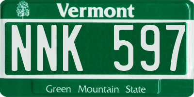VT license plate NNK597