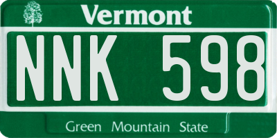 VT license plate NNK598