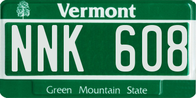 VT license plate NNK608