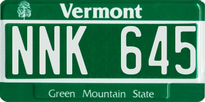 VT license plate NNK645