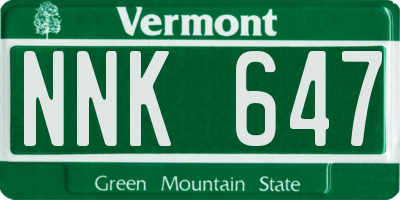 VT license plate NNK647