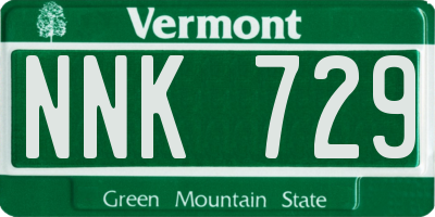 VT license plate NNK729