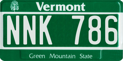 VT license plate NNK786