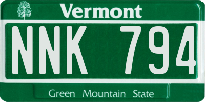 VT license plate NNK794