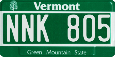 VT license plate NNK805