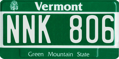 VT license plate NNK806