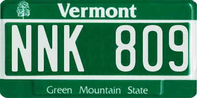VT license plate NNK809