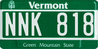 VT license plate NNK818