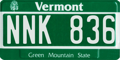 VT license plate NNK836