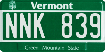 VT license plate NNK839