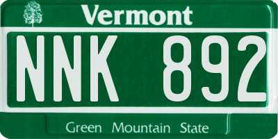 VT license plate NNK892