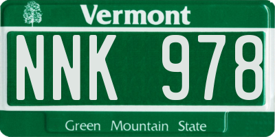 VT license plate NNK978