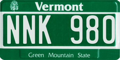 VT license plate NNK980
