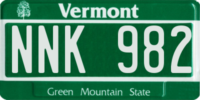 VT license plate NNK982