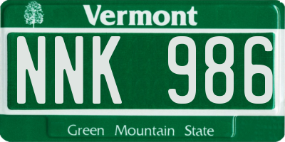 VT license plate NNK986