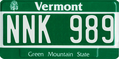 VT license plate NNK989