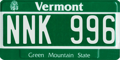 VT license plate NNK996