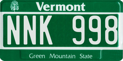 VT license plate NNK998
