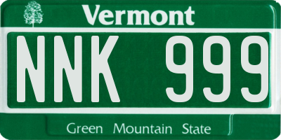VT license plate NNK999